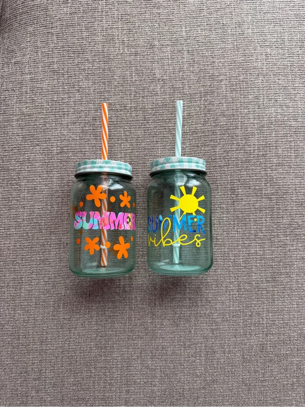Summer Vibes Glass Customize Tumblers with Straws - Aqua